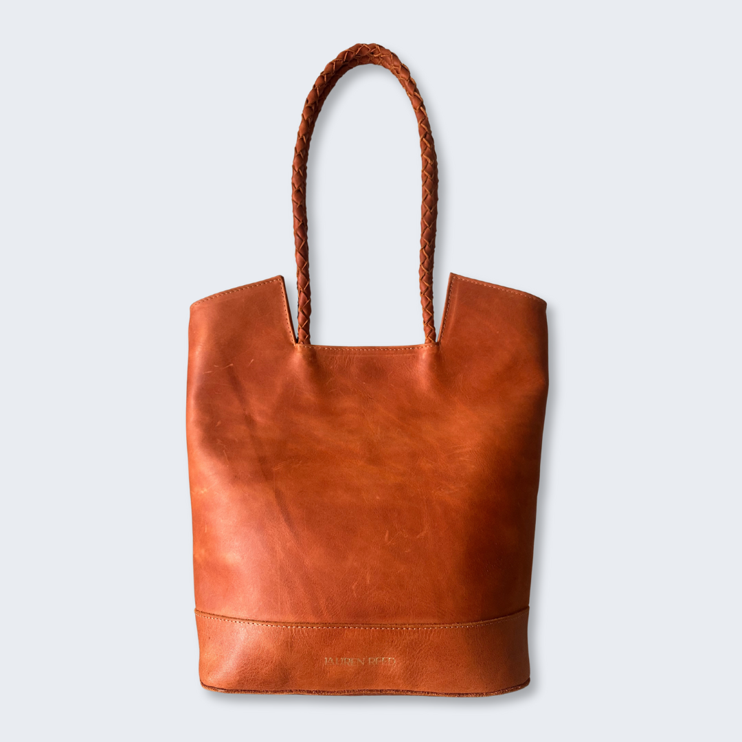 Full-grain leather tote bag handcrafted in Guatemala by artisans, Lauren Reed Co.